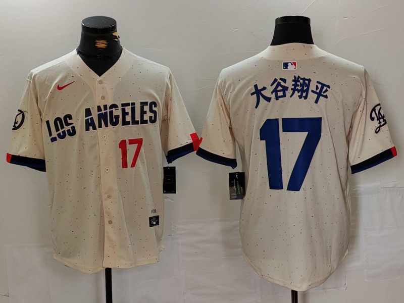 Men Los Angeles Dodgers #17 Ohtani Cream Fashion Nike Game MLB Jersey style 6292